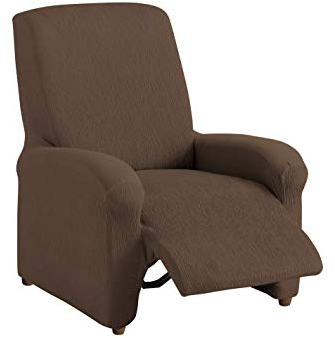 Textilhome Relaxsessel Bezug 1-Sitzer Jacquard Stretchhusse für Relaxsessel, Elastischer Relaxsesselbezug & Überzug, Sesselschoner Waschbar, Braun 70–100 cm