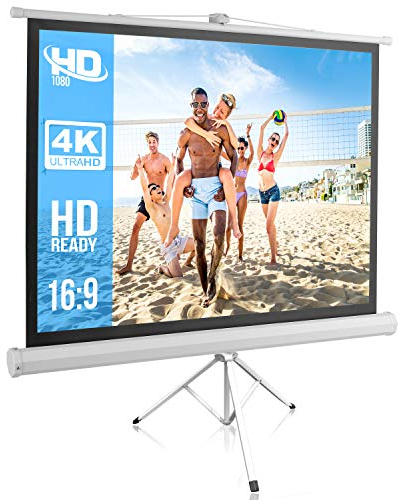Portable Projector Screen Tripod Stand - Mobile Projection Screen , Lightweight Carry & Durable Easy Pull Assemble System for Schools Meeting Conference Indoor Outdoor Use, 50 Inch - Pyle PRJTP52, White