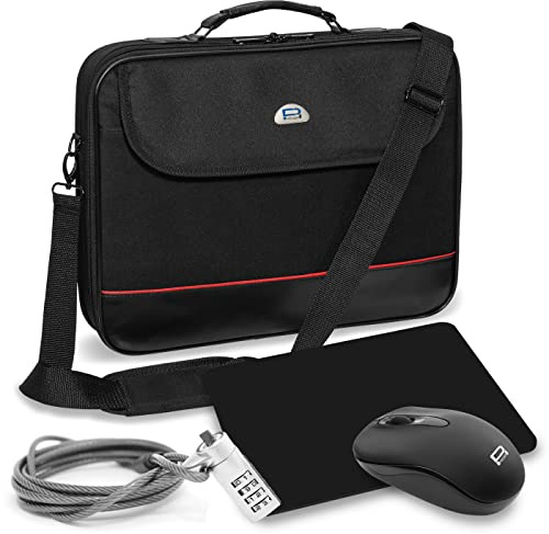 PEDEA laptopväska Trendline startpaket för bärbar dator upp till 46,7 cm (18,4 tum) med trådlös mus, musmatta och laptop-lås, svart