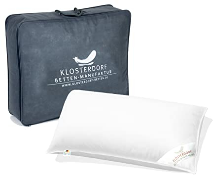 Klosterdorf Bettenmanufaktur Premium Bauchschläferkissen - 40x60 cm - 135 Gramm - Handarbeit aus Deutschland - Seitenschläferkissen Schwangerschaftskissen - Für einen gesunden Schlaf