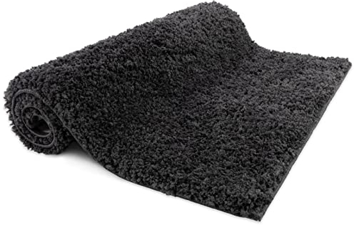 casa pura Badematte grau weicher, Flauschiger Badezimmerteppich in Shaggy Optik, Badvorleger rutschfest waschbar - Duschvorleger, Teppich Fußmatte für Badezimmer, Dusche 50x60, Sky Soft