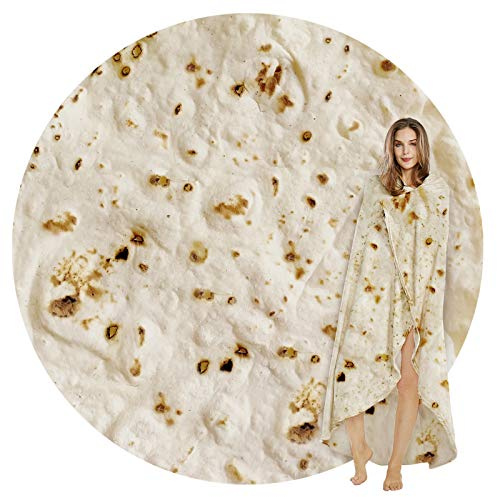 SeaRoomy Burrito Tortilla Blanket, Funny Food Throw Blanket, Round 47inches