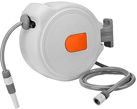 Schlauchtrommel, 15/20/30+2m Schlauchaufroller,150° Schwenkbar Wand-Schlauchbox mit automatisches Aufrollen und Wandhalterung für Garten,20m