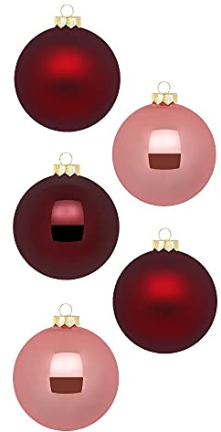 Inge Glas Weihnachtskugeln | Schöne Christbaumkugeln aus Glas | 20 Kugeln in Karton-Box | Christbaumschmuck Weihnachtsbaumschmuck Weihnachtsbaumkugeln (Vintage Rose | Bordeaux Altrosa)