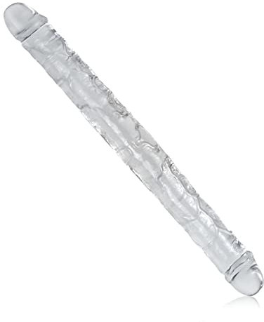SXOVO Doppia Testa Simulazione Pene Cristallo Trasparente Sesso Anale Doppio Dildo Giocattolo del Sesso Vagina e Ano Universale Masturbazione Dispositivo Adatto per Lesbiche, Gay, Coppie (M)