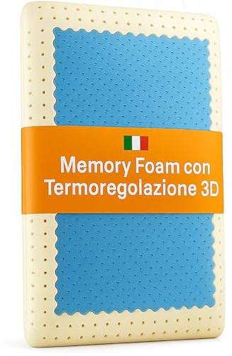 Francegaglia® Cuscino Memory Foam - Design 3D Bugnato per Termoregolazione - Anallergico Traspirante Antiacaro - Cuscini Letto Alti 14cm - Mod. Nemesi