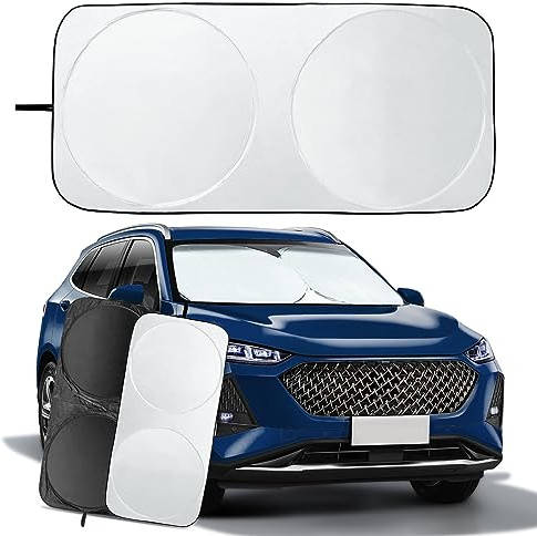 Car Windscreen Sun Shade, Windshield Sunshade for Car Inside, Sunshades Foldable Front Sun Visor Protector Blocks UV Rays Sunscreen for Windscreen Fits Windshields of Various Sizes (150 * 70cm)