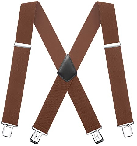 FACATH Bretelles pour homme en forme de X de 5 cm de large réglables et élastiques avec un clip très solide, bretelles en forme de X longues pour hommes et femmes pantalons