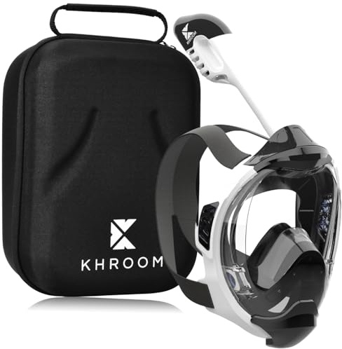 Khroom Máscara de esnórquel para Adultos y niños - Seaview Y | Sin Problemas de CO2 | Máscara Completa para Snorkeling| Equipo de Snorkel con máscara Integral Completa para Adultos L/XL Blanco+Case