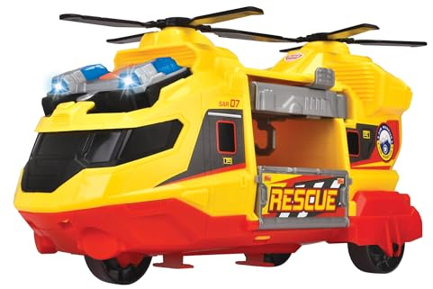 Dickie Toys - Helicopter (30 cm) - großer Rettungs-Hubschrauber ab 3 Jahre mit Kran-Arm & Zubehör, Spielzeug-Helikopter für Kinder mit Licht & Sound, inkl. Batterien