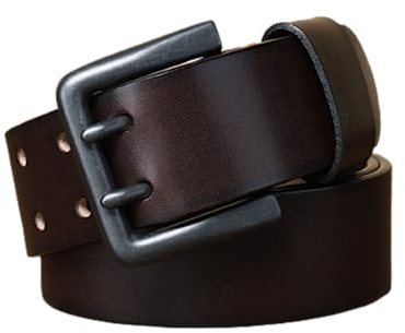 MYIESAXL Ceinture en Cuir Robuste pour Hommes Faites À La Main 4,3 cm de Grande Largeur et 4 mm D'Épaisseur avec Boucle À Double Ardillon, Ceinture pour Jeans À Œillets À Double Trou