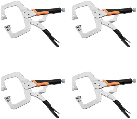 6-Inch C-Clamp Locking Pliers,Heavy Duty Vise Grip Welding Clamp With Swivel Pads for Woodworking,Home,Metalworking,Auto Repair(4 Pack)