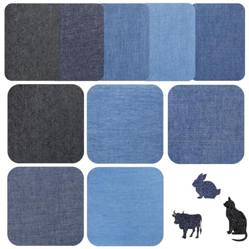 Arcjunys Bügelflicken Flicken zum Aufbügeln Aufbügelflicken Flicken Selbstklebend Stoff Iron On Patches Aufnäher zum Aufbügeln für Jeans Kleidung Lochreparatur und Dekoration 10 Stück