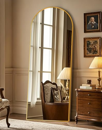 Delma Full Length Mirror, Large Floor Mirror for Wall, Bedroom, Bathroom, Living Room with Aluminium Frame (Stand, Arch 56x15-Gold)