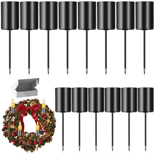 14 stycken adventskrans för ljusstakar: Retro konisk ljusstake, adventskrans med kort spik, stavljushållare, ljusstift, ljusstake, stavljus, svart, lämplig för jul och hem