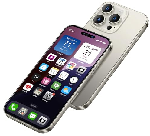 Perusha Affichage de Faux Jouets téléphone Portable modèle métallique Non Fonctionnel réplique 1:1 téléphone pour téléphone 16 Pro Max Faux Jouets téléphone Portable, écran Couleur Titane 16pro Max