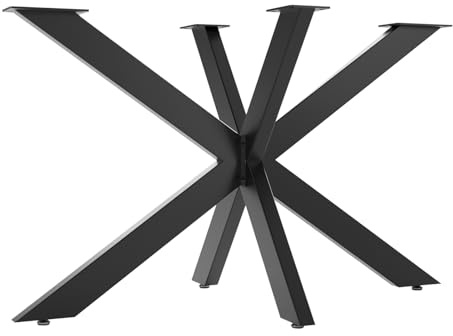 SOTECH Châssis de Table Spider/Pieds de Table Lourds en Acier Noir/Montage Facile/Patins de Table pour Les projets de Bricolage Tables de Salle à Manger 710 x 1200 x 680 mm