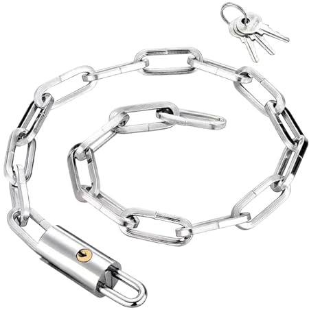 Birtern Candado de cadena para motocicleta, antirrobo, candado de acero para bicicleta con llaves, cadena de seguridad gruesa extra larga, accesorios de bicicleta resistentes para scooter