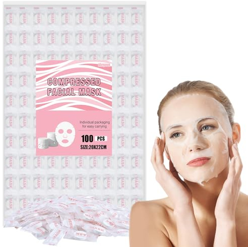 Khrgovd 100PCS Compressed Cotton Facial Mask Sheets, Disposable DIY Mask Paper Beauty Tool for Skin Care, Cotton Masks for Home, Travel