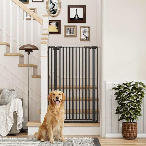 Morwdxef Extra Tall Pet Gate for Doors and Stairs, 130cm tall Dog Gate for width 78-85 cm, Auto Close Safety Barrier with 8.9 cm Extension