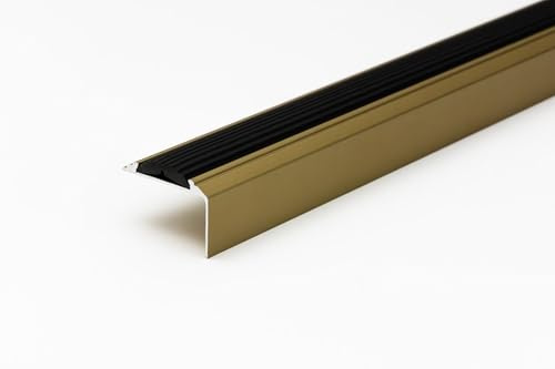 Arbiton Aluminium Stair Nosing 40mm – Gold – Anti-Slip Insert, 1.2m (Gold)