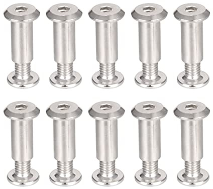 sourcing map Screw Post Fit for 5/16(8mm) Hole Dia, Male M6x12mm Belt Buckle Binding Bolts Leather Fastener Carbon Steel 10 Sets