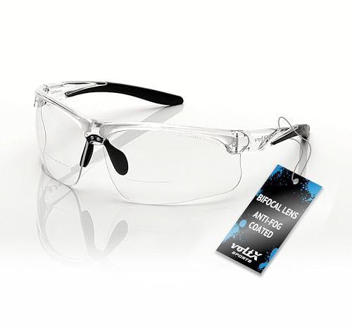 voltX Constructor Ultimate säkerhetsglasögon för bärare av bifokala läsglasögon (transparent ram, genomskinliga linser, diopter +3,0) CE-certifierad EN166FT - UV400