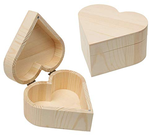 2 pièces Boîte de Rangement en Forme de Coeur Organisateur de conteneur Cadeau en Bois fabriqués à la Main Boîte Cadeau décoration- A personnaliser, cadeau pour la fête des mères ou St Valentin