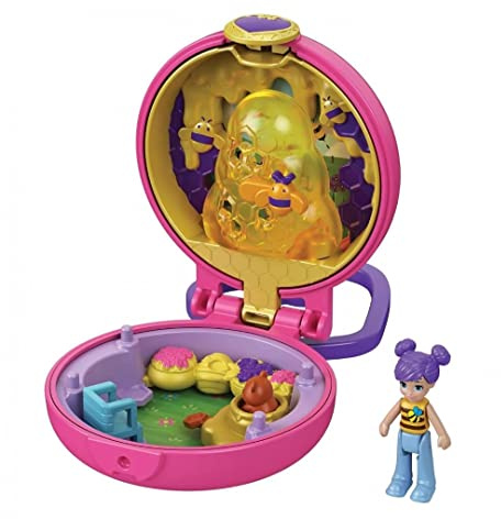 Polly Pocket Beekeeper Compact with Removable Beehive, Surprise Reveals, Photo Customization, Micro Doll with 5 Movable Joints, Great Gift for Ages 4 Years Old & Up