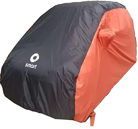 YGSG Vollgarage Autoplane Autoabdeckung FüR Smart Fortwo 451 oder Fortwo 453 Ganzgarage Auto Abdeckplane Mobile Garage Wasserdicht SchutzhüLle Abdeckung für Winter Sommer, Orange+black
