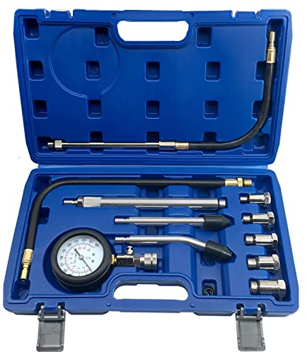 ZKTOOL 11 Stück Auto Kompressionstester-Satz für Benzinmotor 0-300 PSI / 0-20 Bar, Kfz Benzin Motor Kompressionsprüfer, Benzinmotoren Zylinder Kompressionsmessgerät, Zylinderdruck Kompressionsmesser