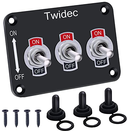 Taiss/3 Gang Toggle Switch Panel with 16A 250V AC/12V DC SPST 2 Position 2 Pin ON/Off Switch Plate and Waterproof Boot Cap Cover TEN-1021-B101-BMZ
