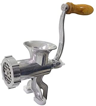 Fleischwolf mit Schraubvorrichtung Größe 5 inkl. Tischbefestigung Spritzgebäckaufsatz Spritzgebäck-Set mit vier verschiedenen Formen Küchenhelfer Backzubehör Aluminium