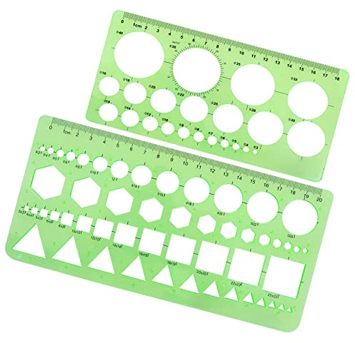 Giantree Architektur Zeichnen Kreisschablonen 2 Stück Technisches Zeichnen Schablone Kreise Lochschablone Geometrie Lineal Set für Büro Kunst Studio Schule