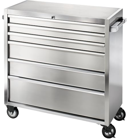 kaiserkraft | Edelstahl-Schubladenrollwagen | 6 Schubladen mit Einzelarretierung | HxBxT 1110 x 1056 x 470 mm