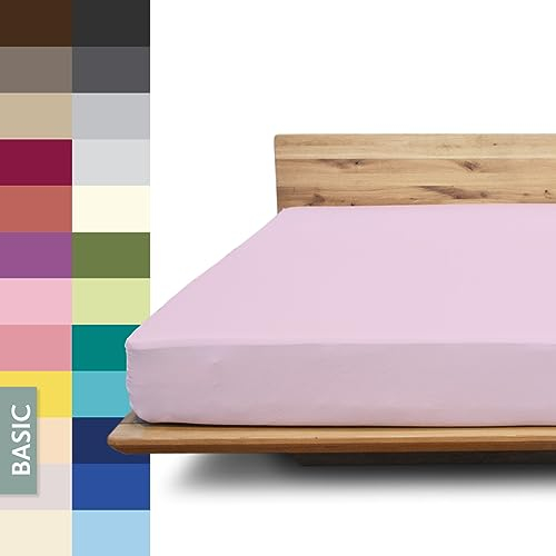 JONA SLEEP® Basic Spannbettlaken 90-100 x 200-220 cm - 190 g/m² faltenfreies Baumwoll-Jersey Leintuch - Made in Austria - Öko-Tex 100 Standard (Rosenholz)