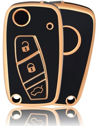 OFFCURVE Etui a Cle Voiture Coque Clé, Étui à Clés Couvre Clef Cache Clef Apte à Fiat Grande Punto Evo Panda Bravo Ducato Doblo Qubo Lancia Ypsilon Lybra Delta Musa Peugeot Boxer Citroen Relay Nemo