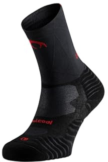 Lurbel Ground Pro, Chaussettes de trail running, chaussette haute, chaussettes sans couture, chaussettes compressives, chaussette anti-ampoules, unisexe., noir/rouge, XL
