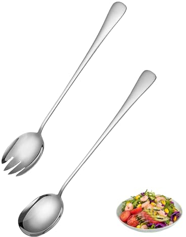 Set di Posate per Insalata Cucchiaio Insalata e Forchetta Insalata Posate per Insalata per Casa Campeggio Ristorante Lavabile in Lavastoviglie 2 Pezzi