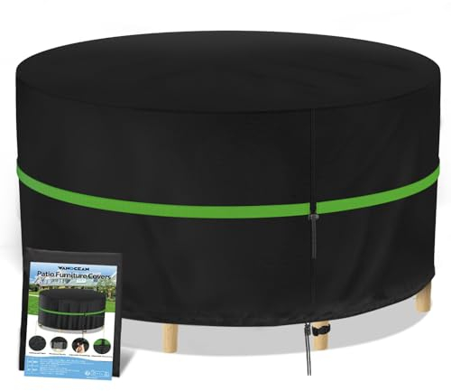 Gartenmöbel Abdeckung Rund,420D Oxford Schutzhülle Abdeckplane Abdeckhaube,Rund Gartentisch Esstisch Abdeckung für Möbelsets, Wasserdicht Reißfest Schwerlast (160x70cm)
