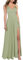 xxxiticat Femme Robe Longue en Satin de Demoiselle d'honneur Formelle Encolure V Bretelles A - Type Robe de Bal avec Fourche Vert, M