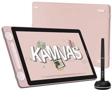 HUION Kamvas 13 (Gen 3) Drawing Tablet with Screen, 13.3 Inch Canvas Glass Graphic Drawing Monitor, 99% sRGB Coverage, New PenTech 4.0, 16384 Pen Pressure, Dual Dials and 5 Express Keys, Pink