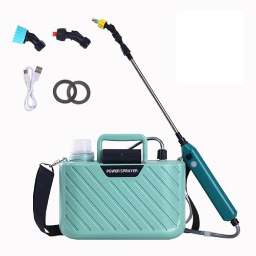Pulverisateur Electrique 2400mAh, Pulverisateur de Jardin 5L, Pulverisateur Toiture avec Rétractable, Pulverisateur a Pression avec 2 Buses Réglables et Réservoir d'eau de 5 litres