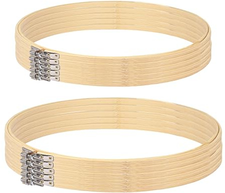 WEGREAT Set di 10 telai da ricamo: 20/23 cm, telaio da ricamo, cerchio in bambù, anello per ricamo a punto croce, ricamo a mano, decorazione