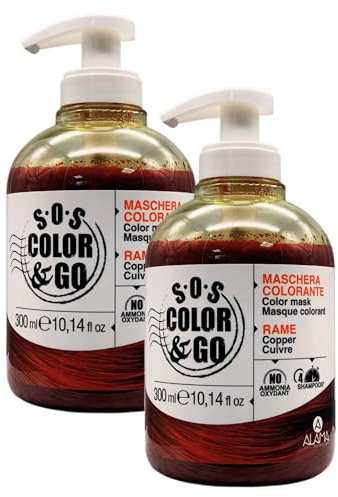 2x Maschera Colorante RAME. Nutre, Intensifica e Tonalizza i Capelli Naturali, Colorati o Con Mèches 300ml