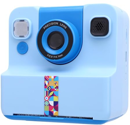 Lazmin112 Camera di Stampa Istantanea, Schermo HD 2,4 Pollici, 24MP, Video 1080p, Selfie, Fotocamera Flip 180 °, Cornici e Filtri Divertenti Incorporati, 1G, per Studenti, Creatori (BLUE)