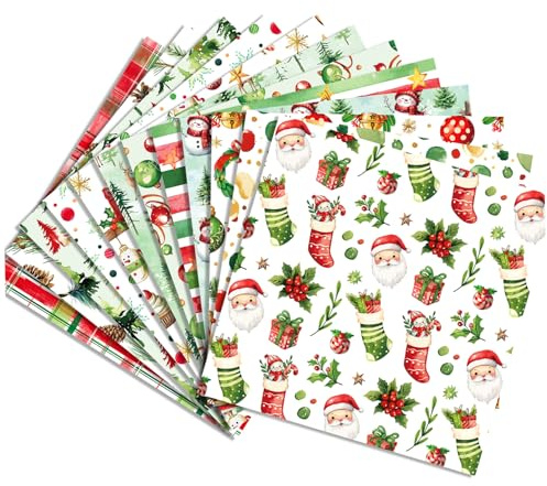24 feuilles de Noël Scrapbook Papier 12x12 double face, papier cartonné de Noël vintage pour albums bricolage Journaux fabrication cartes Scrapbook