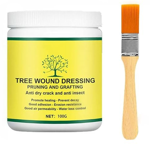 Mastice per Innesti,Mastice Cicatrizzante per Potature,Cicatrizzante per Piante,Adatto per Alberi da Frutto,Arbusti,Bonsai,Accelera Guarigione Ferite,Forma Pellicola Protettiva,100g,con Pennello