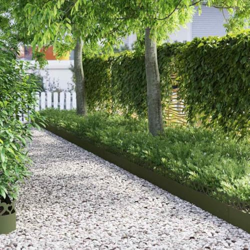 Ziaphsol 30 bordes de césped de acero verde oliva, 103 x 0,05 x 22 cm, para parterres de jardín, bordes de parterres y caminos para delimitar césped y parterres al aire libre