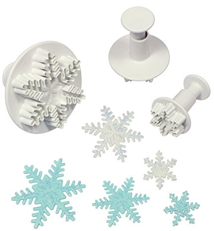 PME SF708 Snowflake Plunger Cutters, Set of 3, Small, Medium, Large sizes , White